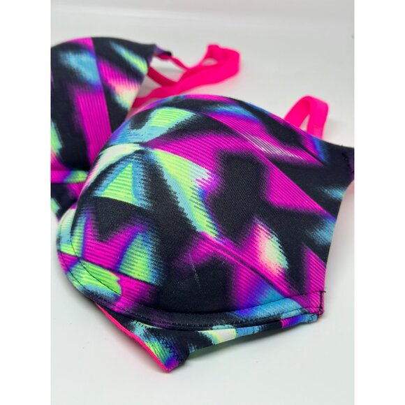 PINK by Victoria’s Secret Push-Up Bra – Hot Pink & Black Geometric Print, 32C - Picture 3 of 5